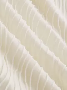 SHEIN MOD Solid Flounce Sleeve Casual Textured Shirt - Beige - View 7