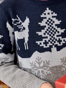 SHEIN Boys Christmas Pattern Jumper - Multicolor - View 4