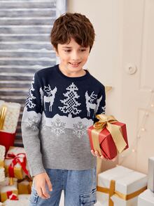 SHEIN Boys Christmas Pattern Jumper - Multicolor - View 5