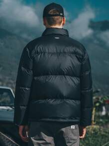 Men Slant Pocket Zipper Down Coat