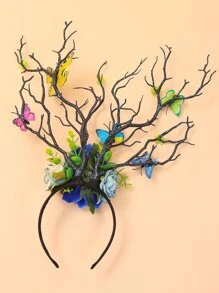 Diadema de disfraz al azar con mariposa & con diseño de flor - Multicolor - Ver 2