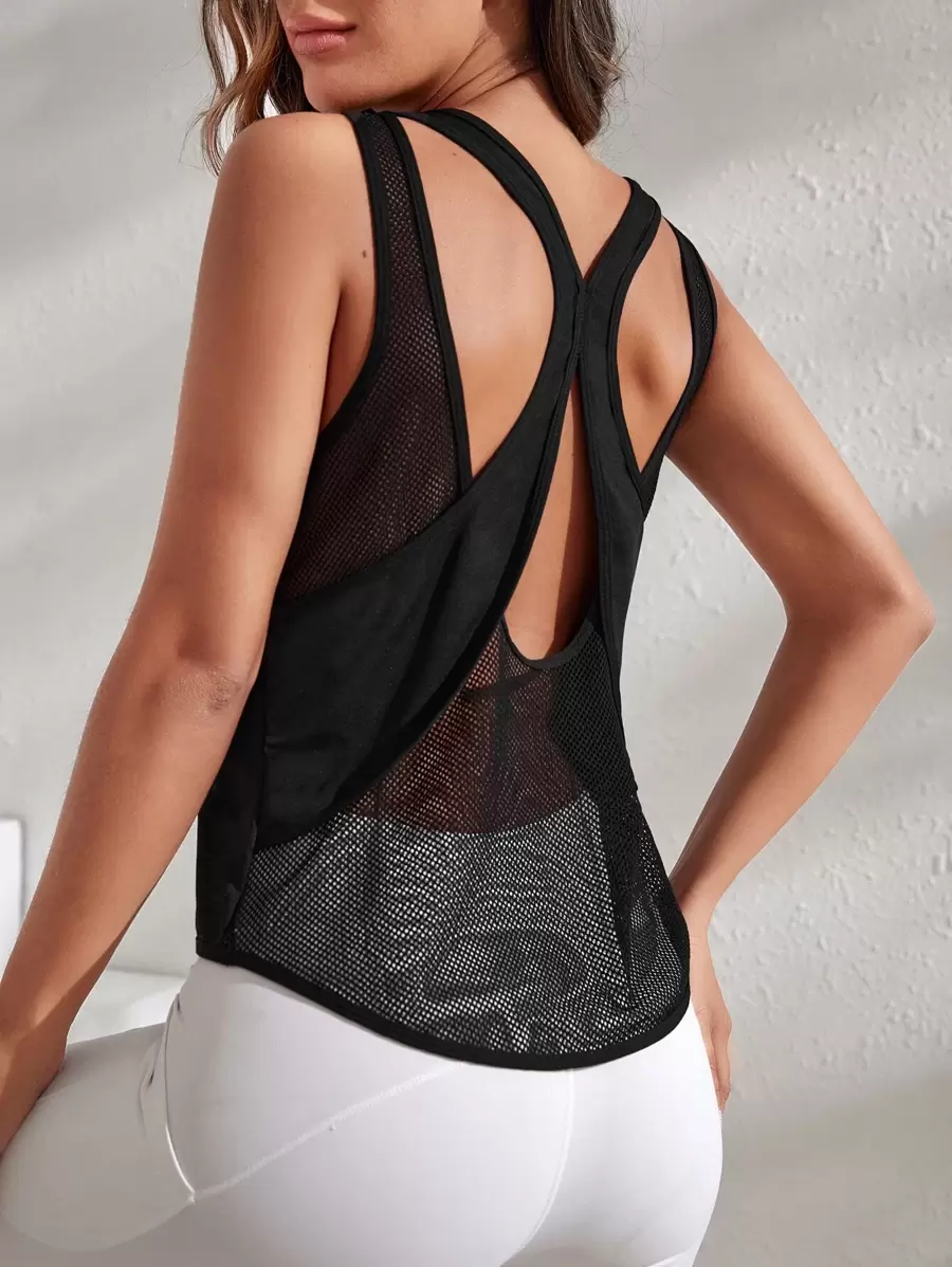 Slayform Top de camiseta de tirantes de deporte con estampado gráfico - Negro - Ver 1