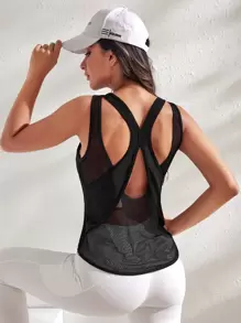 Slayform Top de camiseta de tirantes de deporte con estampado gráfico - Negro - Ver 5