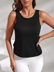 Slayform Top de camiseta de tirantes de deporte con estampado gráfico - Negro - Ver 6