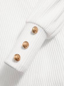 SHEIN Baby Girl Rib-Knit Puff Sleeve Bodysuit - White - View 4