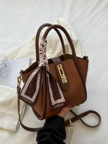 CONTAINEVERY Túi đeo chéo Nữ Tương phản ràng buộc Khối Màu Có thể điều chỉnh được Đôi tay cầm Thanh lịch - màu nâu - Xem 1