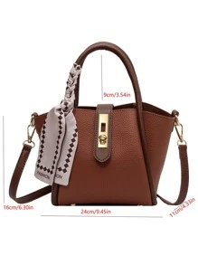 CONTAINEVERY Túi đeo chéo Nữ Tương phản ràng buộc Khối Màu Có thể điều chỉnh được Đôi tay cầm Thanh lịch - màu nâu - Xem 3