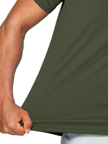 G Gradual Men Geo Print Raglan Sleeve Sports Tee Gym Clothes Men - Army Green - View 5