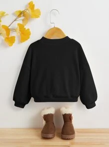 SHEIN Baby Drop Shoulder Sweatshirt - Black - View 2