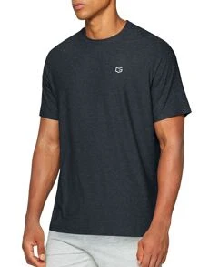 G Gradual Camiseta Deportiva Para Hombres Con Letras Gráficas Y Mangas Ranglán, Ropa De Gimnasio Para Hombres - Negro - Ver 3