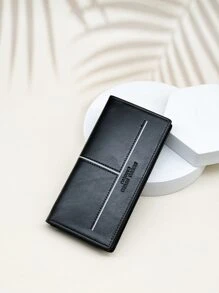 Men Letter Graphic Long Wallet - Black - View 1