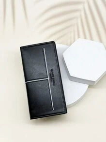 Men Letter Graphic Long Wallet - Black - View 2