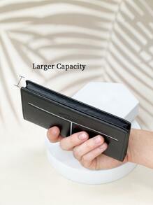 Men Letter Graphic Long Wallet - Black - View 4