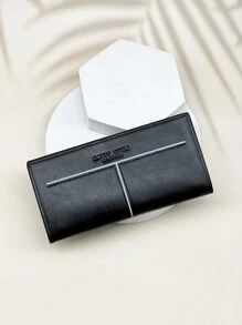 Men Letter Graphic Long Wallet - Black - View 5