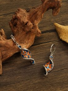 Brincos pendentes Estampa floral Torção