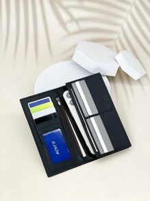 Men Letter Graphic Long Wallet - Black - View 7