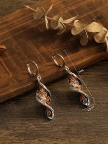 Brincos pendentes Estampa floral Torção