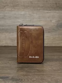 DE LI BI Hombres Organizador de tarjetas multitarjeta con gráficos de letras para almacenar tarjetas de crédito. Regalo para el padre, regalos para papá, accesorios de regalo para hombres de negocios, trabajadores de cuello blanco, ligero y portátil. Regalo para hombre en vacaciones, aniversarios o cumpleaños. - Marrón Mocha - Ver 1