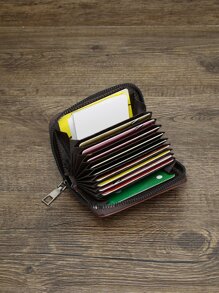 DE LI BI Hombres Organizador de tarjetas multitarjeta con gráficos de letras para almacenar tarjetas de crédito. Regalo para el padre, regalos para papá, accesorios de regalo para hombres de negocios, trabajadores de cuello blanco, ligero y portátil. Regalo para hombre en vacaciones, aniversarios o cumpleaños. - Marrón Mocha - Ver 2