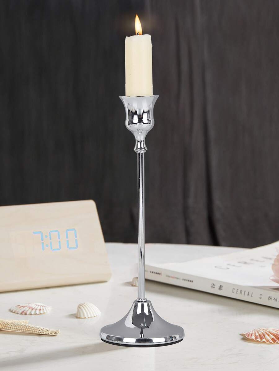 1入組高腳杯形狀燭臺 - 銀色 - 查看 1