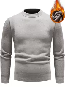 Manfinity Homme 男士素色小高領套頭毛衣 - 米色 - 查看 1