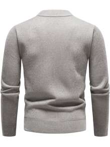 Manfinity Homme 男士素色小高領套頭毛衣 - 米色 - 查看 2