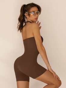 VUTRU Mono deportivo de cuello halter de punto acanalado - Café integral - Ver 5