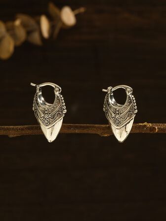 紋理質感金屬圓耳環