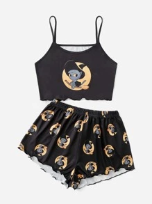 Ppmid Bộ đồ ngủ Nữ Xù nhỏ Hoạt hình Dễ thương - màu đen - Xem 6