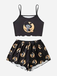 Ppmid Bộ đồ ngủ Nữ Xù nhỏ Hoạt hình Dễ thương - màu đen - Xem 3