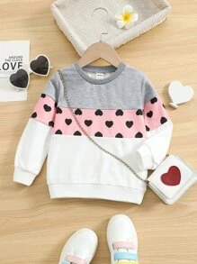 Toddler Girls Colourblock Heart Print Sweatshirt - Multicolor - View 1