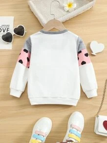 Toddler Girls Colourblock Heart Print Sweatshirt - Multicolor - View 2