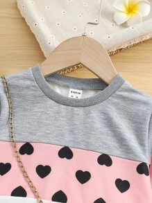 Toddler Girls Colourblock Heart Print Sweatshirt - Multicolor - View 3