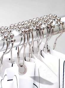 10pcs Stainless Steel Shower Curtain Hook - Silver - View 1