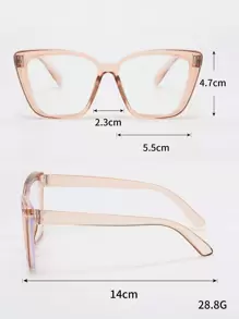 1pc Cat Eye Oversized Everyday Casual Non-Prescription Glasses - Champagne - View 6