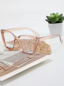 1pc Cat Eye Oversized Everyday Casual Non-Prescription Glasses - Champagne - View 7