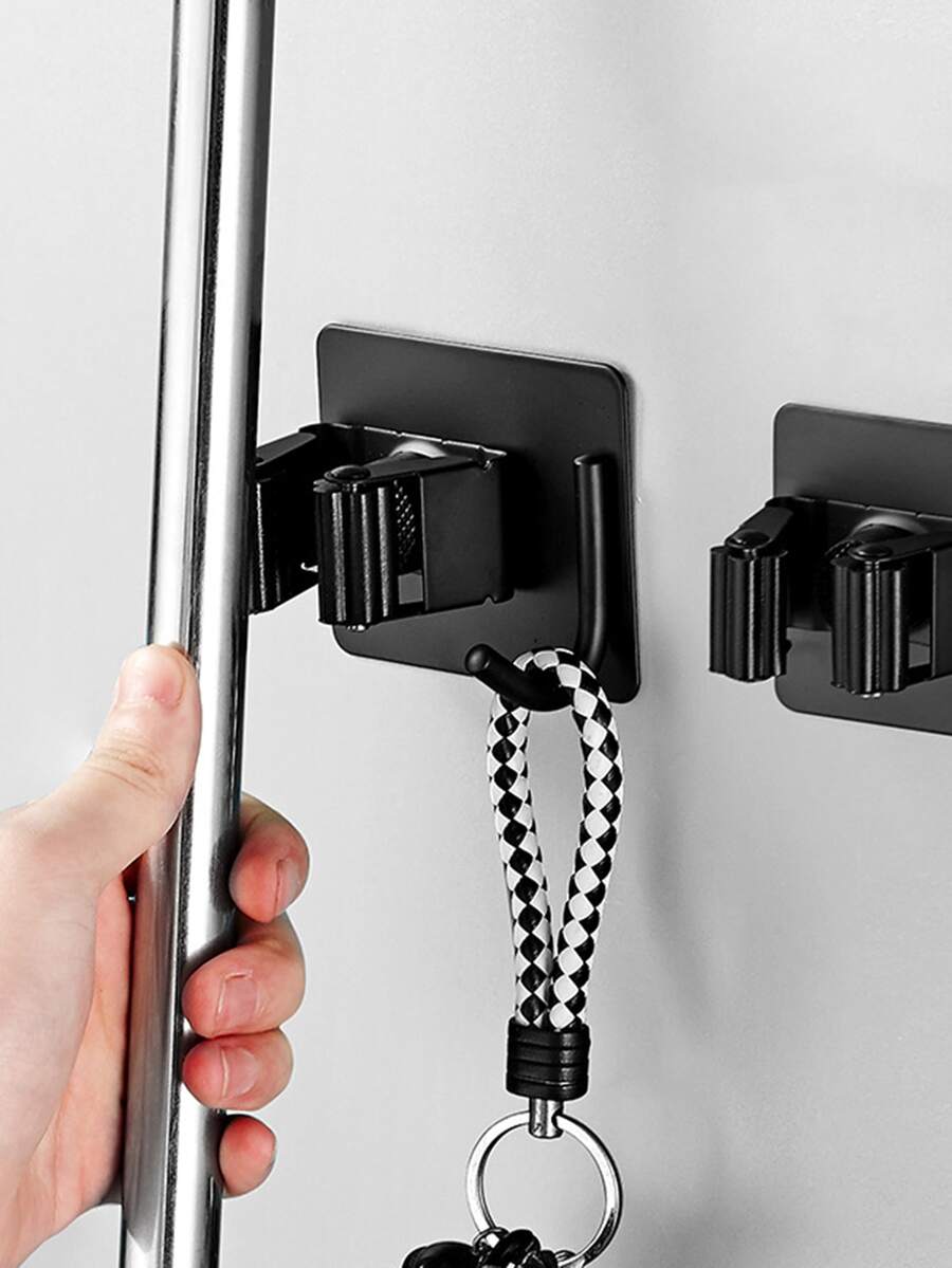 1pc Adhesive MultiPurpose Hook, Wall Mounted Mop Organizer Holder Rack