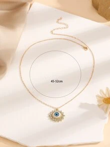 水鑽裝飾眼睛墜飾項鍊 - 彩色 - 查看 3