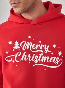 Manfinity Homme Loose Men's Christmas Printed Hoodie - Red - View 4