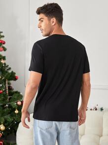 GENTILAND Áo phông in hình giáng sinh nam - màu đen - Xem 2