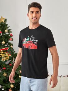 Manfinity Men 1 PC Letter & Car Print Tee - Black - View 6