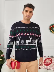 GENTILAND Men Ugly Christmas Pattern Jumper - Multicolor - View 1