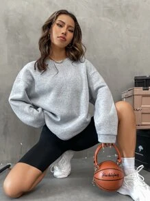 SHEIN Unity Slogan & Hand Print Thermal Lined Sweatshirt - Light Grey - View 3