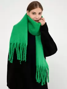 1pc Women's Solid Color Casual Street Polyester Scarf, Suitable For Outdoor, Commute And Daily Wear In Autumn And Winter - Green - View 11