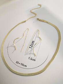 3P Hypoallergenic Stainless Steel Snake Chain + Rotating Thread Earrings & Extender - Yellow Gold - View 8