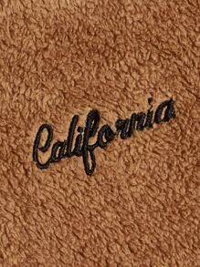 GENTILAND 男士字母刺繡絨布運動衫 - 棕色 - 查看 3