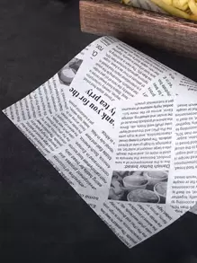 20 piezas de papel de pergamino con diseño de periódico de 25 cm, papel de hornear resistente al aceite impreso creativo para envasar hamburguesas, sándwiches, forros de freidora para cocina - Blanco y Negro - Ver 3