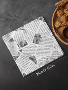 20 piezas de papel de pergamino con diseño de periódico de 25 cm, papel de hornear resistente al aceite impreso creativo para envasar hamburguesas, sándwiches, forros de freidora para cocina - Blanco y Negro - Ver 5