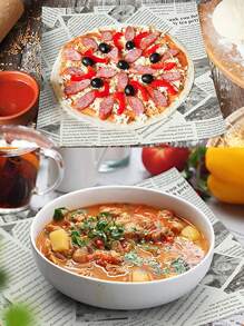 20 piezas de papel de pergamino con diseño de periódico de 25 cm, papel de hornear resistente al aceite impreso creativo para envasar hamburguesas, sándwiches, forros de freidora para cocina - Blanco y Negro - Ver 6