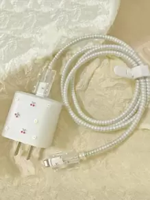 5件樱桃印花数据线保护套套装充电器保护套 - 無色 - 查看 1